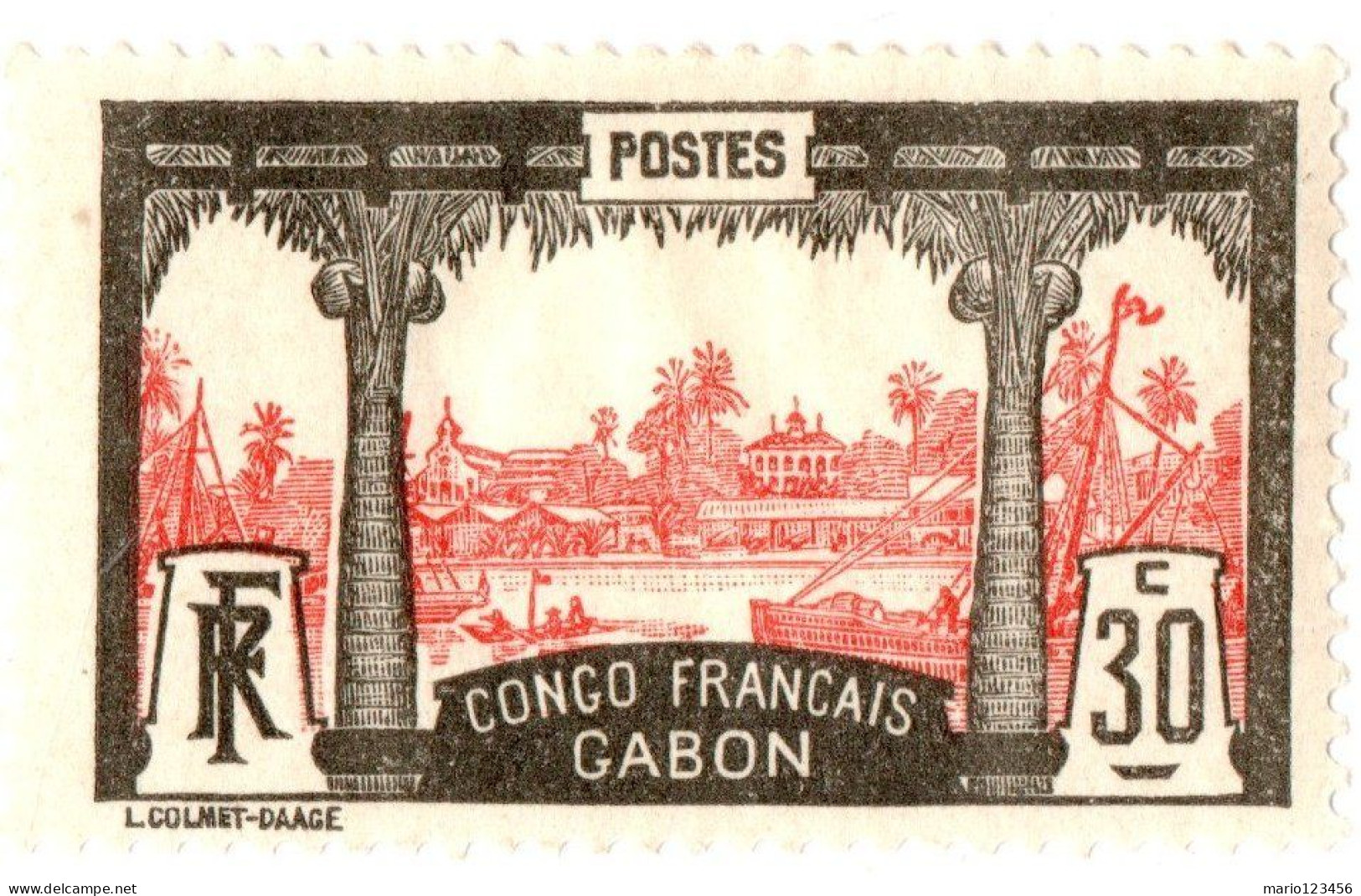 GABON, PAESAGGI, LANDSCAPE, 1910, FRANCOBOLLI NUOVI (MLH*) Mi:GA 40, Scott:GA 40, Yt:GA 40 - Nuovi