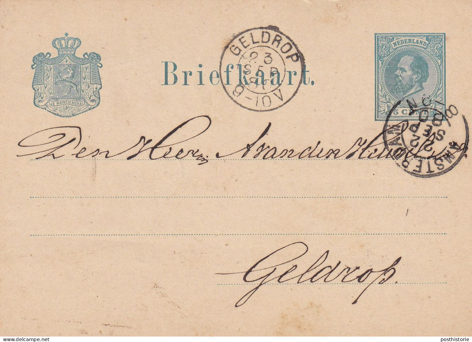 Briefkaart 22 Sep 1880 Amsterdam (kleinrond) Naar Geldrop (kleinrond) - Postal History