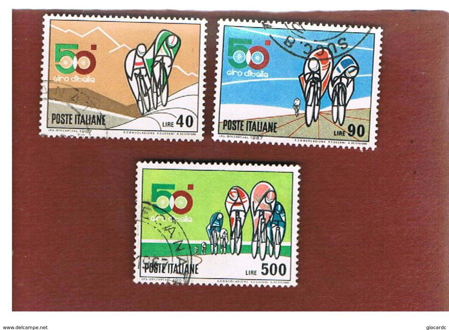 ITALIA  - SA 1045.1047  -  1967   GIRO CICLISTICO D' ITALIA  (COMPLET SET OF 3)     -   USATO - 1961-70: Afgestempeld