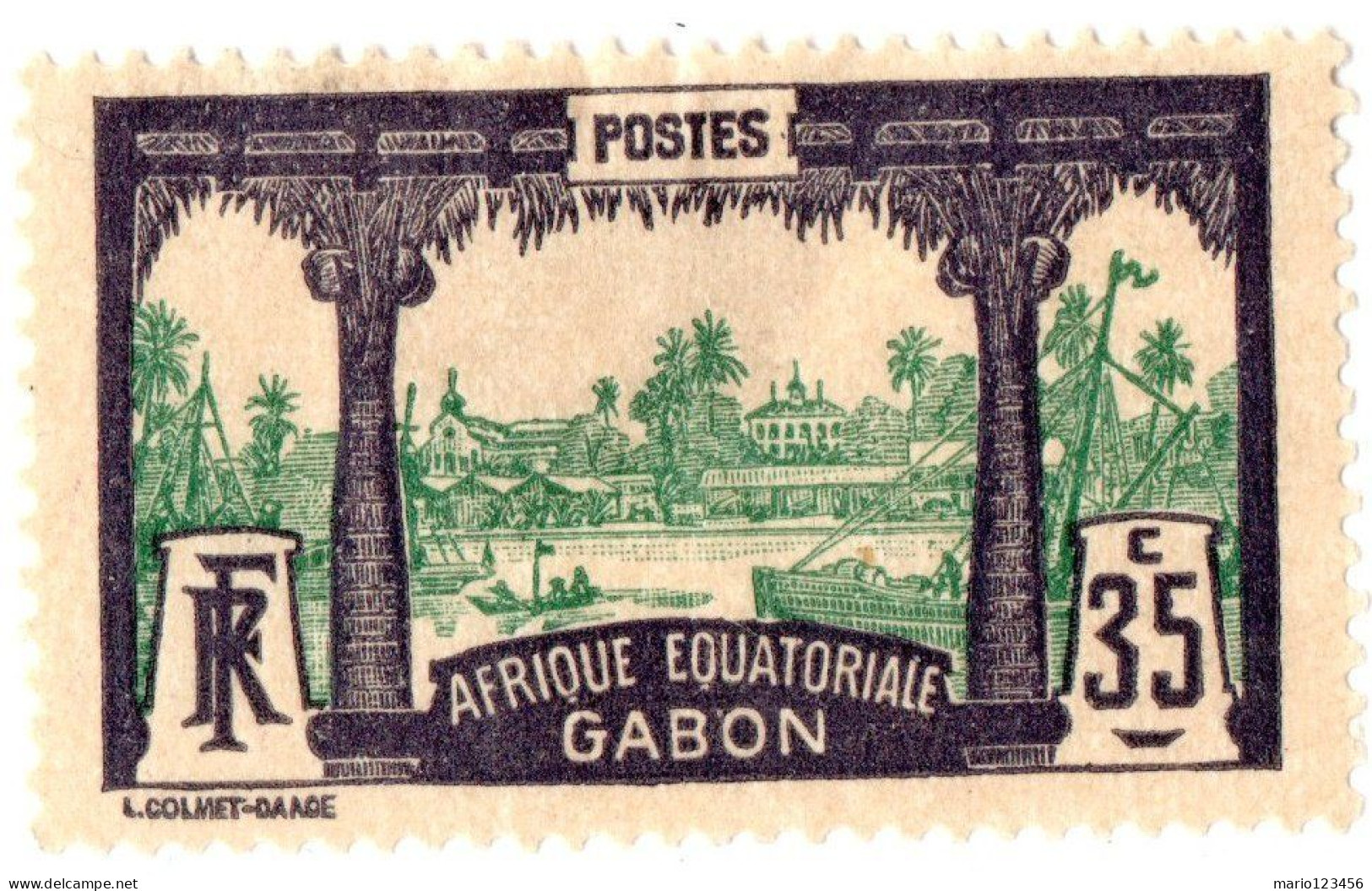 GABON, PAESAGGI, LANDSCAPE, 1910, FRANCOBOLLI NUOVI (MLH*) Mi:GA 62, Scott:GA 62, Yt:GA 58 - Unused Stamps