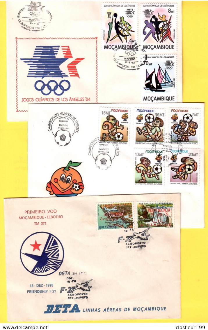 1 Bloc De 1975, 5 Entiers Postaux, 8 Enveloppes FDC Ou Aviation - Mosambik