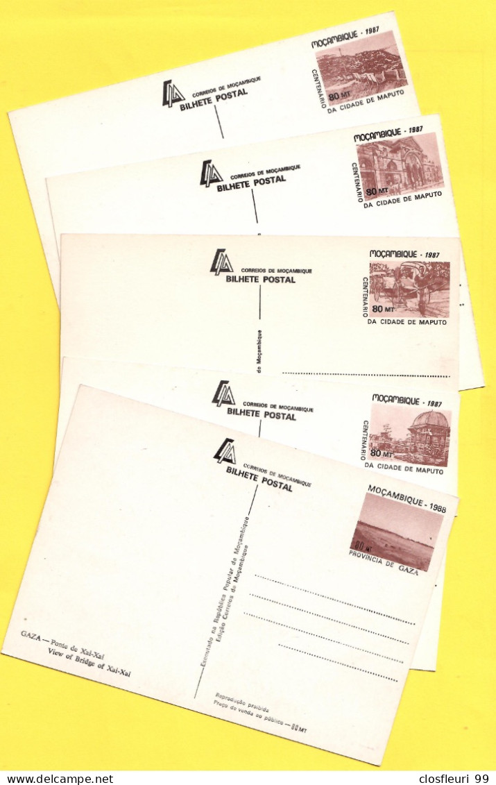 1 Bloc De 1975, 5 Entiers Postaux, 8 Enveloppes FDC Ou Aviation - Mosambik