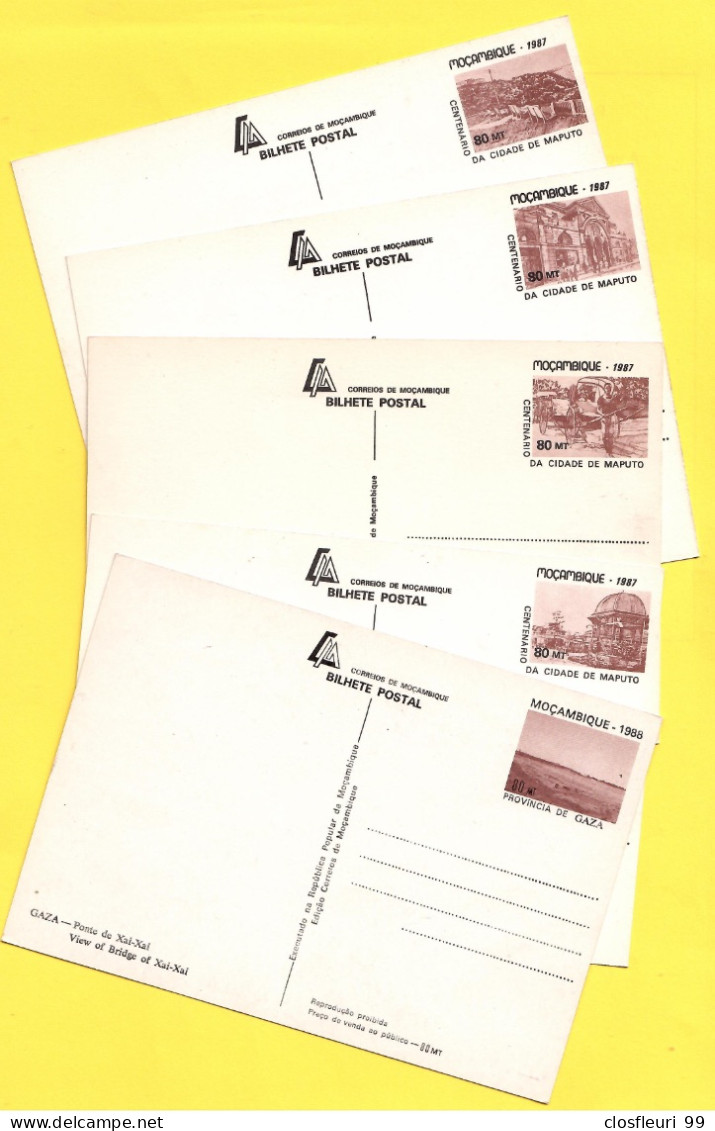 1 Bloc De 1975, 5 Entiers Postaux, 8 Enveloppes FDC Ou Aviation - Mozambico