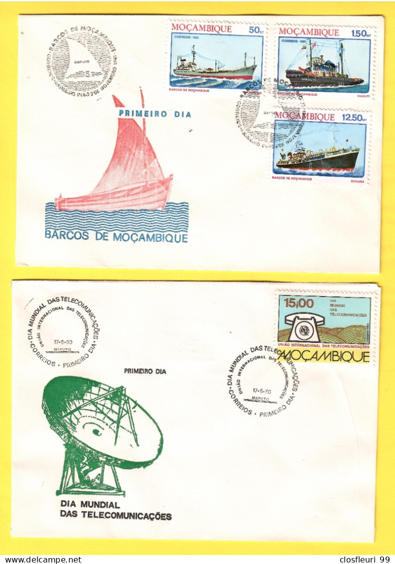 1 Bloc De 1975, 5 Entiers Postaux, 8 Enveloppes FDC Ou Aviation - Mosambik