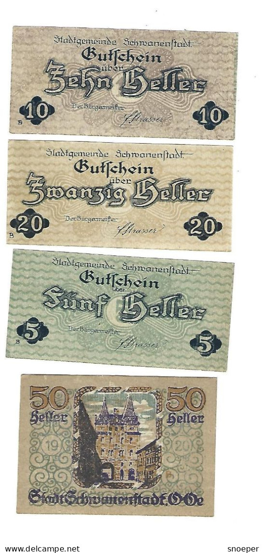 **Austria Notgeld Schwanenstadt Serie Compleet 977.1b Cat Val 4 Euro - Oostenrijk