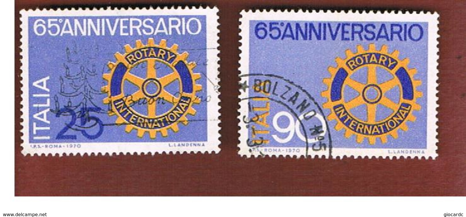 ITALIA  - SASS. 1134.1135 -  1970   ROTARY INTERN. (COMPLET SET OF 2)  -   USATO - 1961-70: Usados