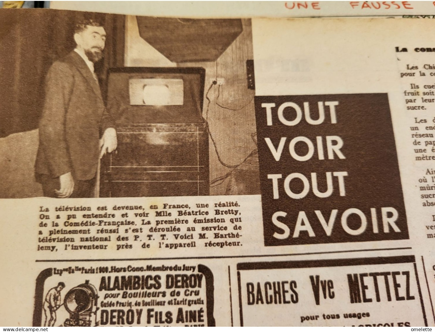 P J 35/ FABRICATION D UN HOMME ?? /HUGO DROUET /  /TELEVISION INVENTEUR RENE BARTHELEMY NANGIS-ANTIBES - 1900 - 1949