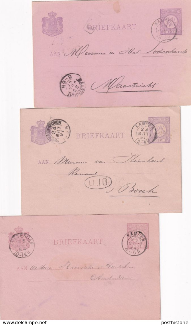 Briefkaarten 1891  1891 En 1894 Kampen (kleinrond) Naar Amsterdaam Maastricht En 's Hertogenbosch - Marcophilie