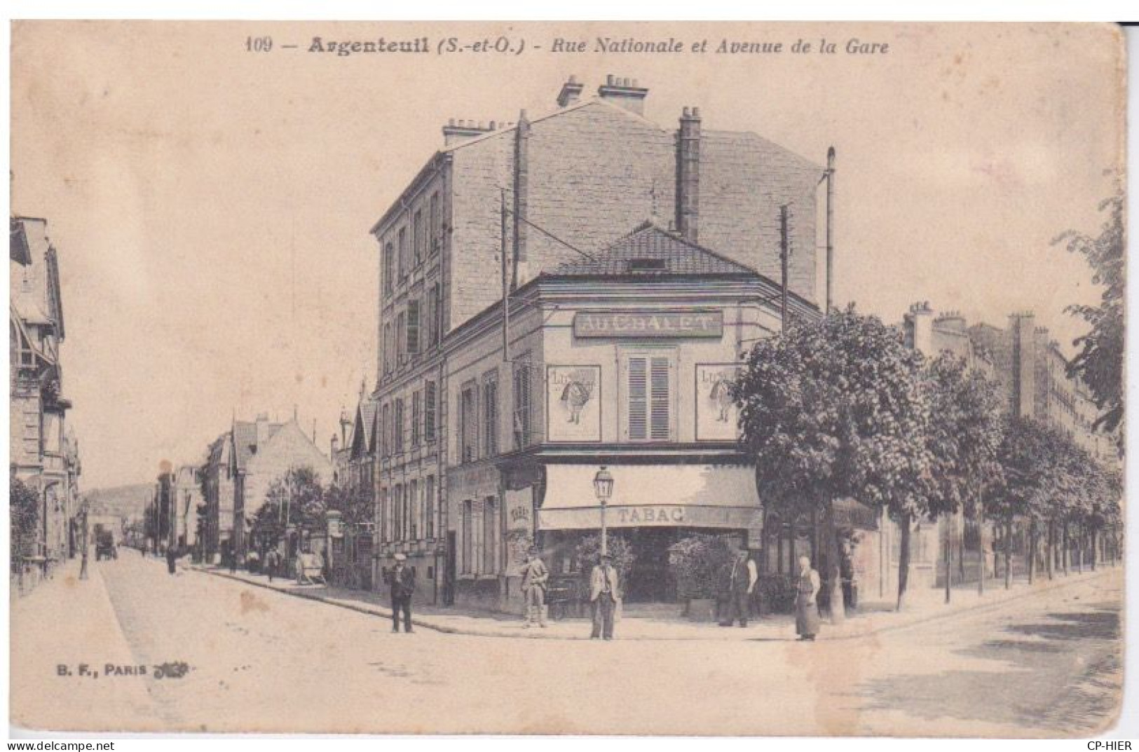 95 - ARGENTEUIL - - RUE NATIONALE ET AVENUE DE LA GARE - CAFE TABAC AU CHALET - AFFICHE PUB LU - Argenteuil