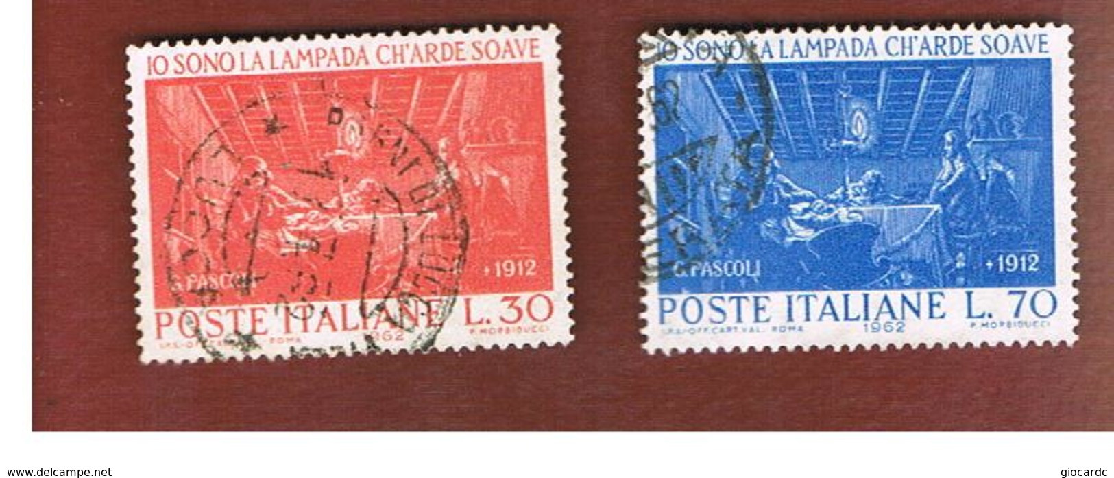 ITALIA REPUBBLICA  - SASS. 936.937    -  1962    G. PASCOLI   (COMPLET SET OF 2)  -   USATO - 1961-70: Usati