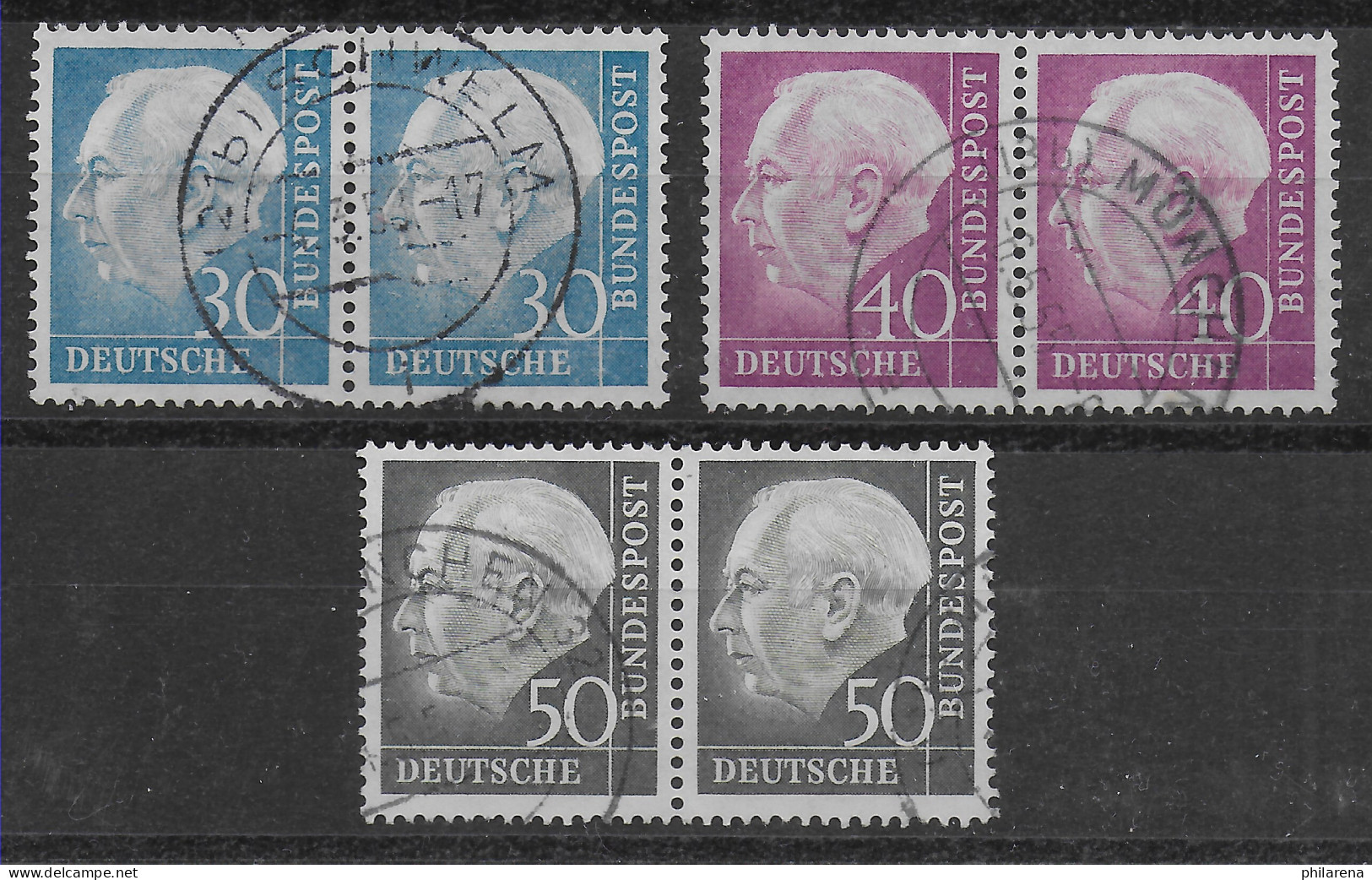 Bund: MiNr. 187-189,  Gestempelt Waagrechte Paare - Used Stamps