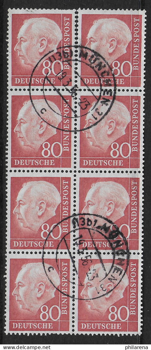 Bund: MiNr. 192, Gestempelt, 8er Block, Oberes Paar Mit Mängel, Rest Sehr Gut - Used Stamps