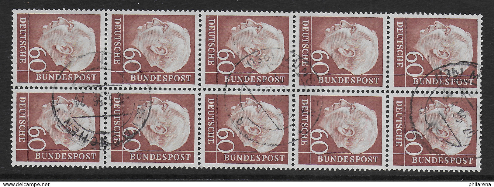 Bund: MiNr. 190, Gestempelt, 10er Block, Ganz Große Einheit !!! - Used Stamps