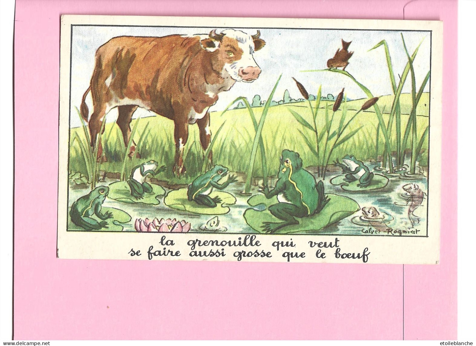 Fable De La Fontaine - Image Calvet Rogniat Paris - La Grenouille Et Le Boeuf - Dessin Illustration - Otros & Sin Clasificación