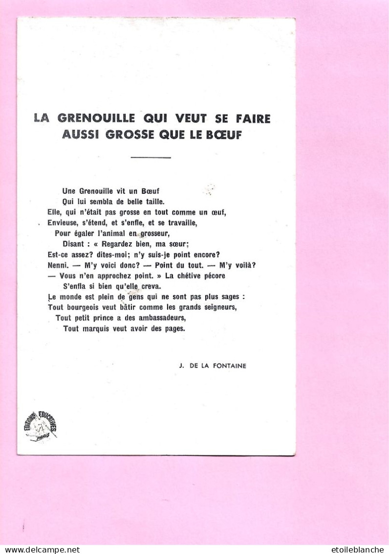 Fable De La Fontaine - Image Calvet Rogniat Paris - La Grenouille Et Le Boeuf - Dessin Illustration - Otros & Sin Clasificación