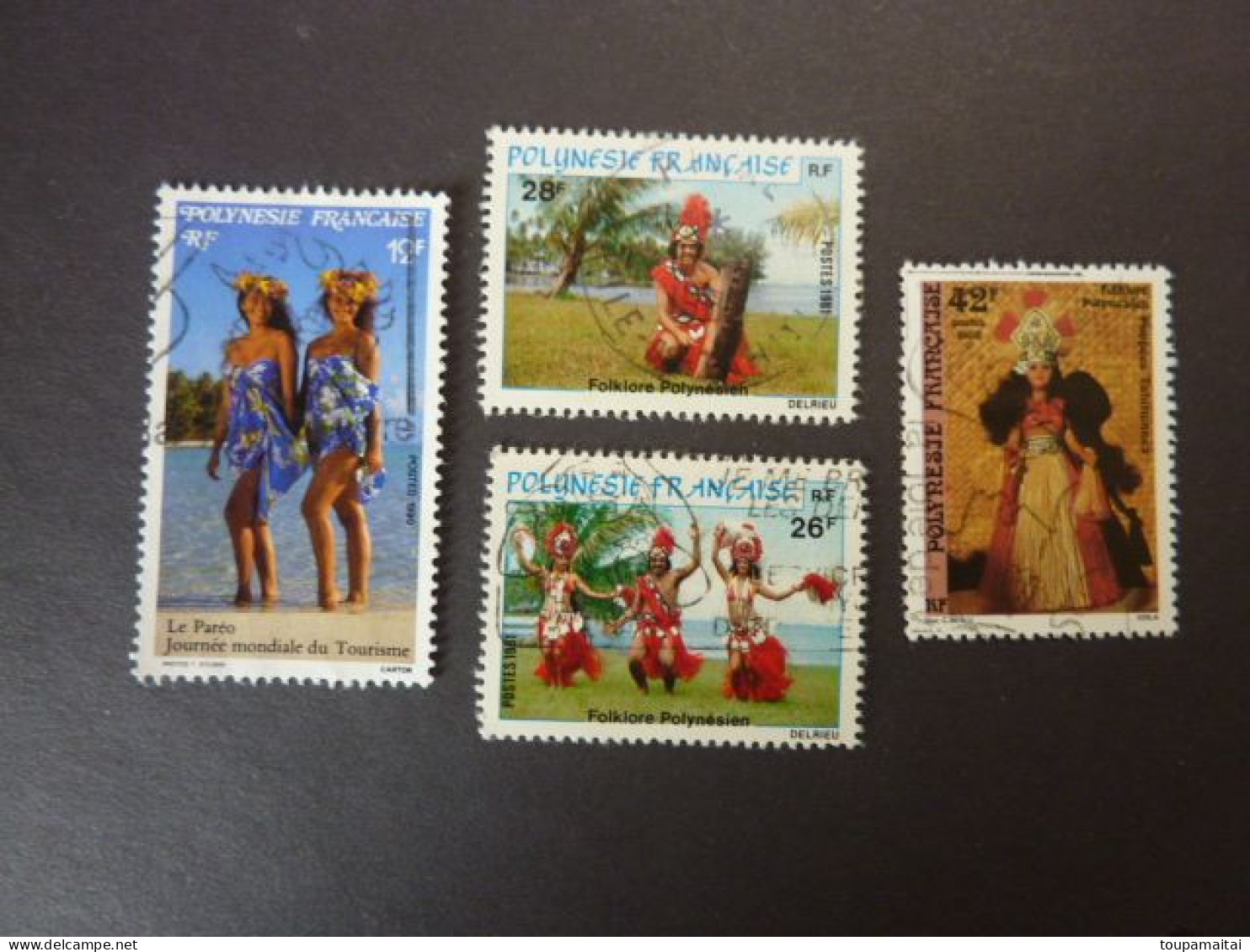 POLYNESIE FRANCAISE, Année 1981-88-90, YT N° 165-166-307-367 Oblitérés, Danses Tahitiennes - Used Stamps