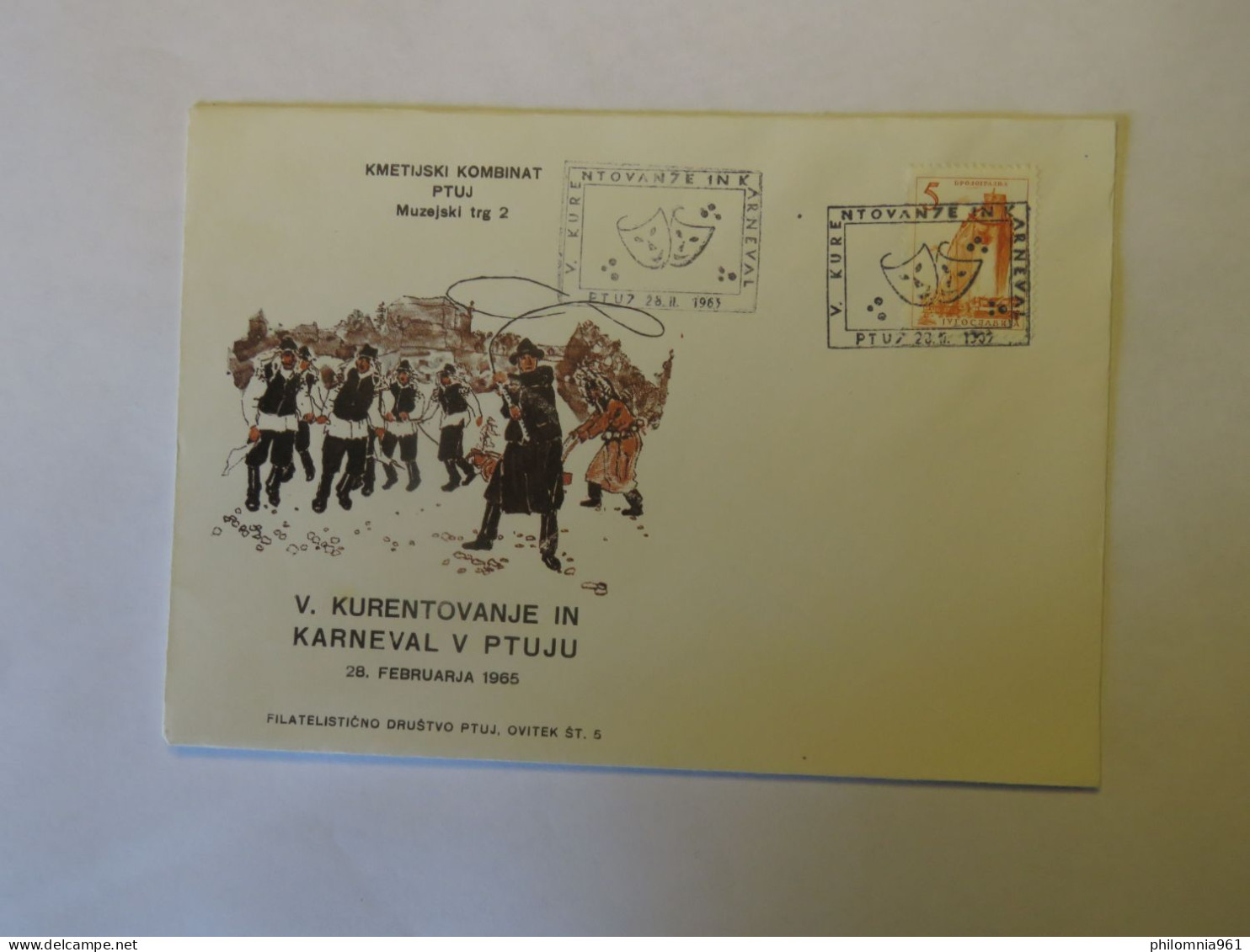 YUGOSLAVIA V. KURENTOVANJE IN KARNEVAL  V PTUJU 28. 2. 1965  FDC 1965 - Other & Unclassified