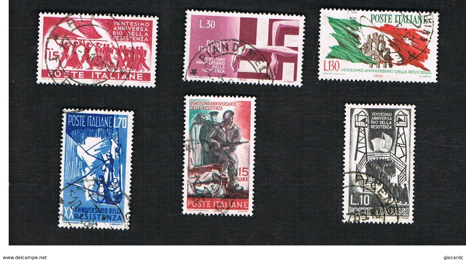 ITALIA  - SA 990.995  -  1965  VENTENNALE DELLA RESISTENZA  (COMPLET SET OF 5) -   USATO  -  RIF. 31072 - 1961-70: Oblitérés