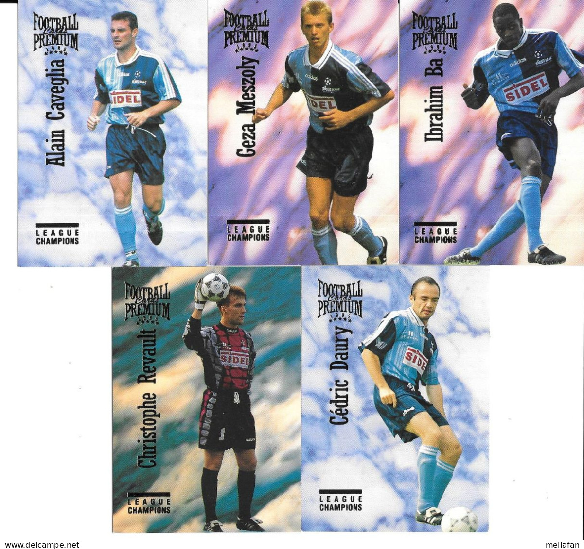 CV40 - CARTES PANINI PREMIUM 1995 - LE HAVRE AC - CAVEGLIA - REVAULT - DAURY - IBRAHIM BA - MESZOLY - Trading-Karten