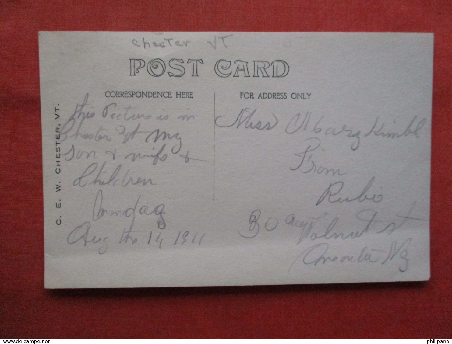 RPPC   Private Residence  Information On Back  Chester   Vermont >   Ref 6392 - Autres & Non Classés