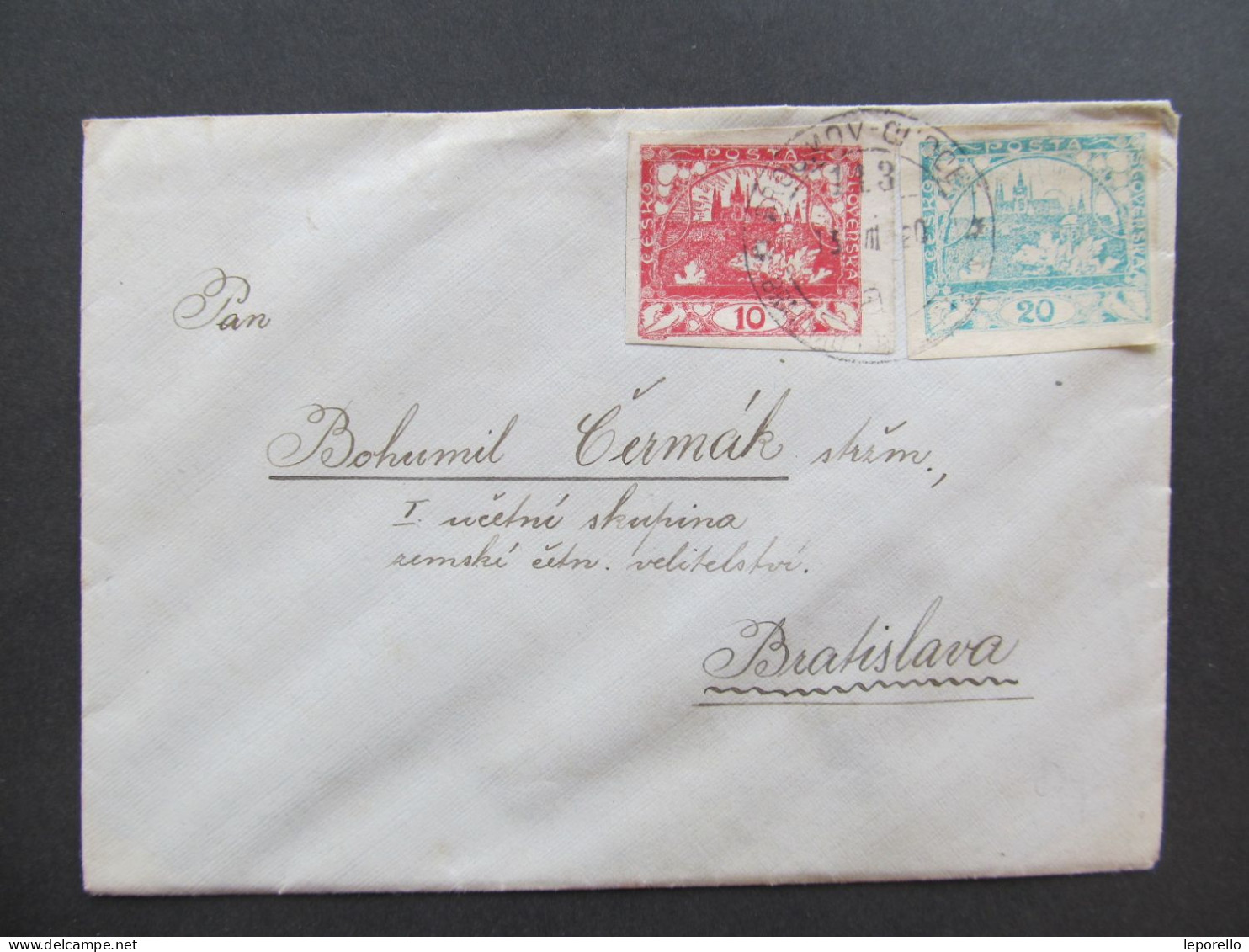 AK Broumov - Choceň Bahnpost  Bratislava 1920 Nr143 Hradcany  / P8630 - Cartas & Documentos