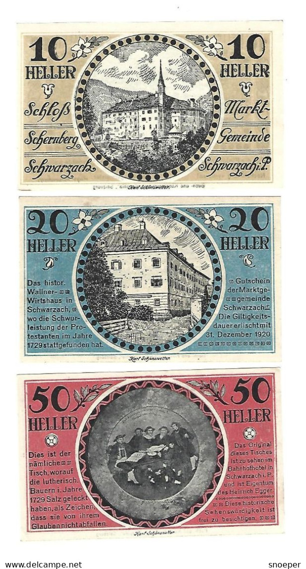 **Austria Notgeld Schwarzach Serie Compleet 978a Cat Val 3 Euro - Austria