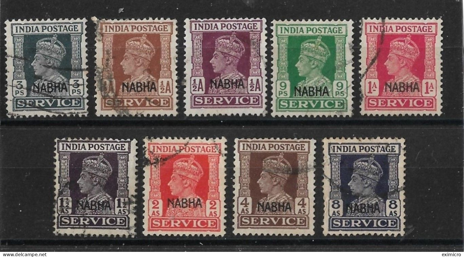 INDIA - NABHA 1940 - 1943 OFFICIALS SET TO 8a SG O55/O65 FINE USED Cat £45+ - Nabha