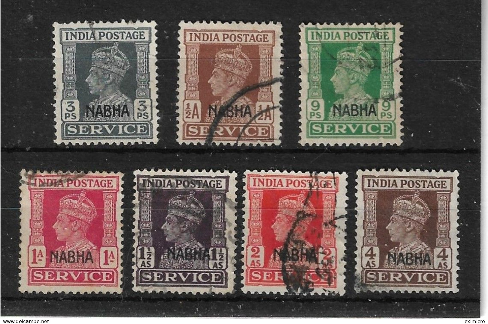 INDIA - NABHA 1940 - 1943 OFFICIALS SET TO 4a SG O55/O64 FINE USED Cat £10+ - Nabha