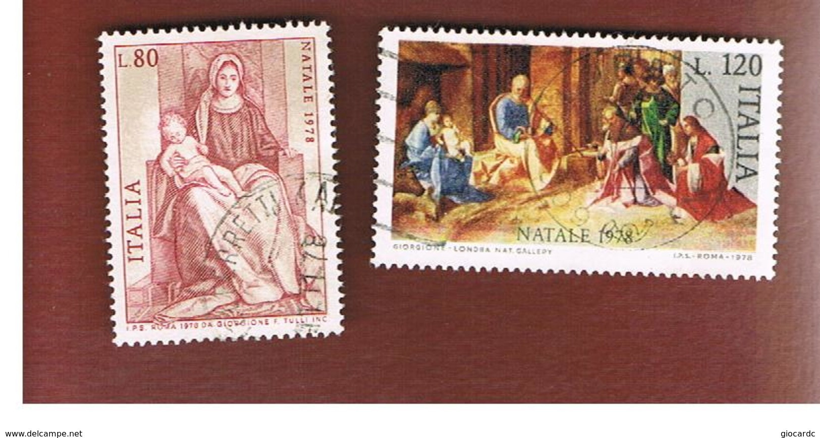 ITALIA REPUBBLICA  - UNIF. 1433.1434   -  1978  NATALE  (COMPLET SET OF 2)                             -   USATO - 1971-80: Usados