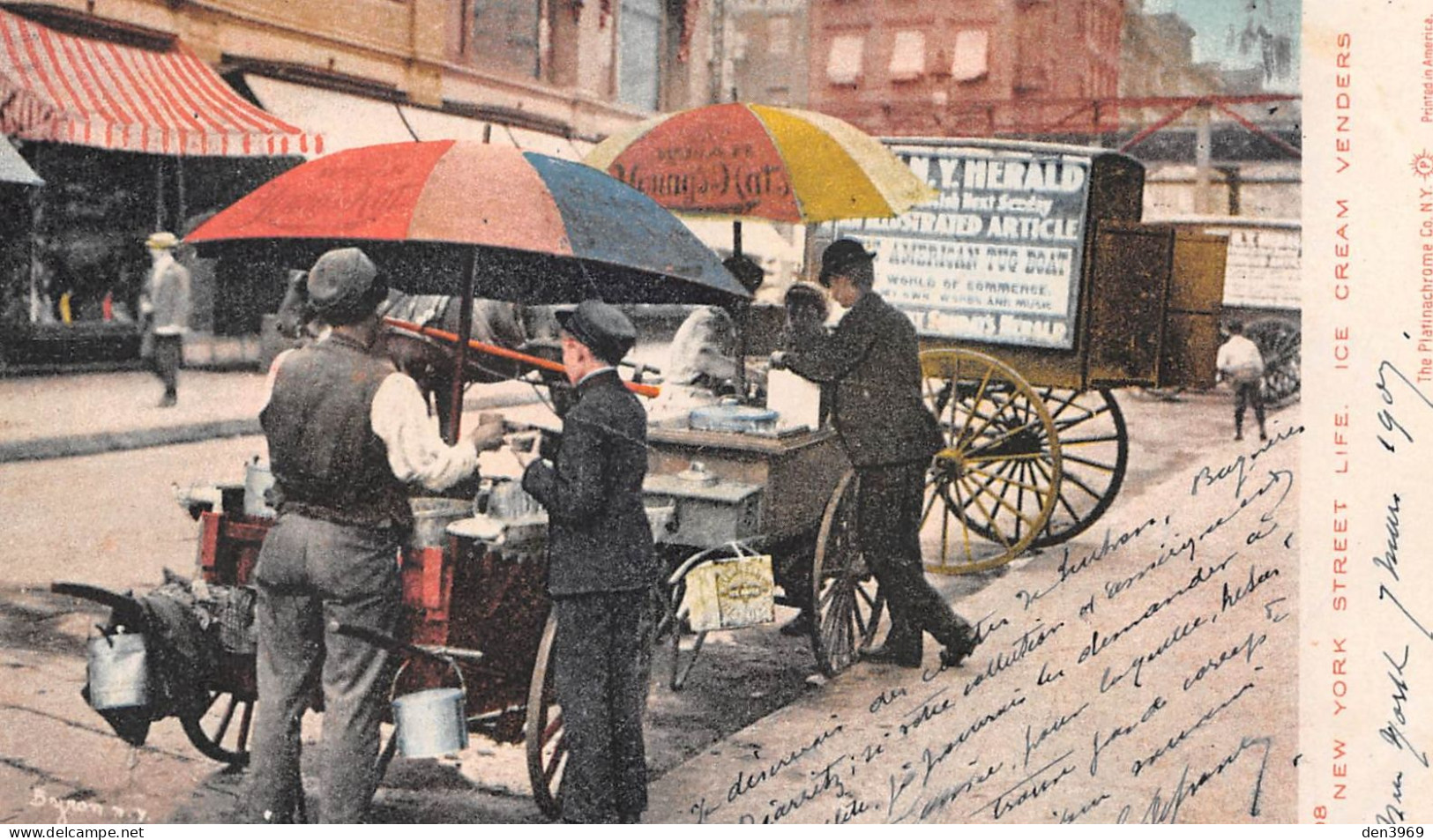 Etats-Unis - NEW YORK City Street Life - Ice Cream Venders - Marchands De Glace - Voyagé 1907 (2 Scans) - Altri & Non Classificati