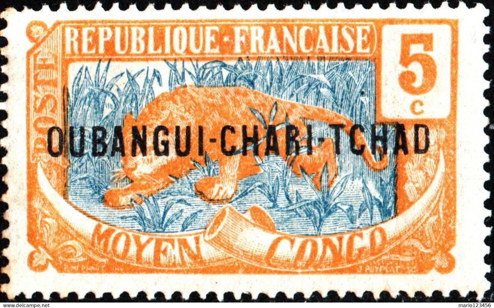 UBANGI-SHARI, FAUNA, LEOPARDO, 1922, NUOVI (MLH*) Scott:FR-OU 5, Yt:FR-OU 20 - Neufs