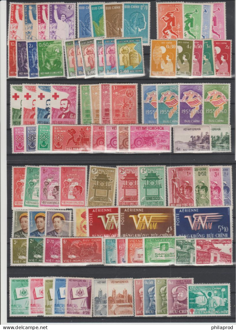 S.VIETNAM  LOT  24 Complete Sets *MH  HINGED + 6 Stamps        Ref  E - Vietnam
