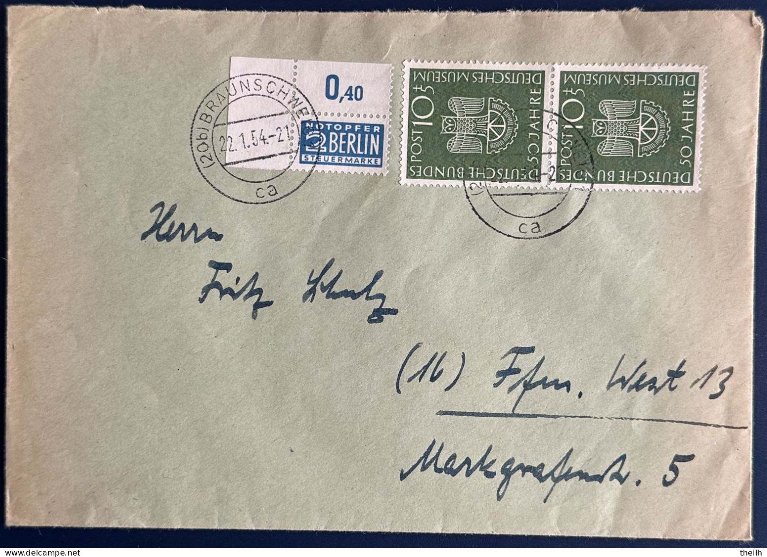 Bedarfsbrief, Bund, 1954 - Cartas & Documentos