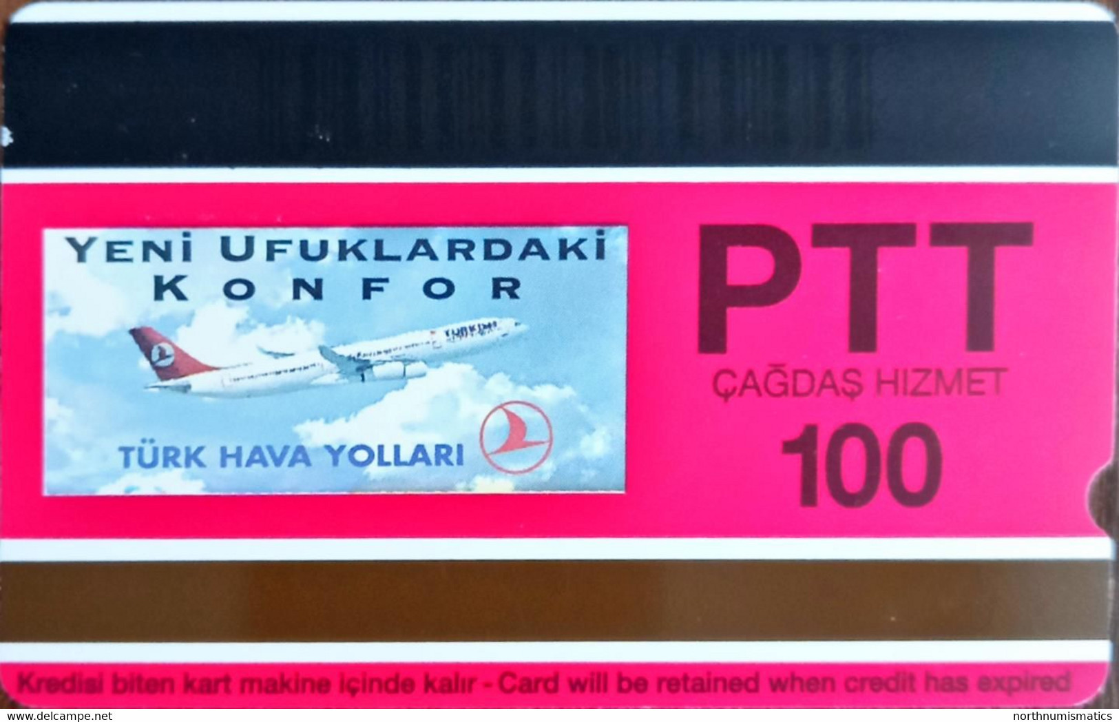 Turkey Phonecards THY Aircafts Airbus 310 PTT 100 Units Unc - Collections