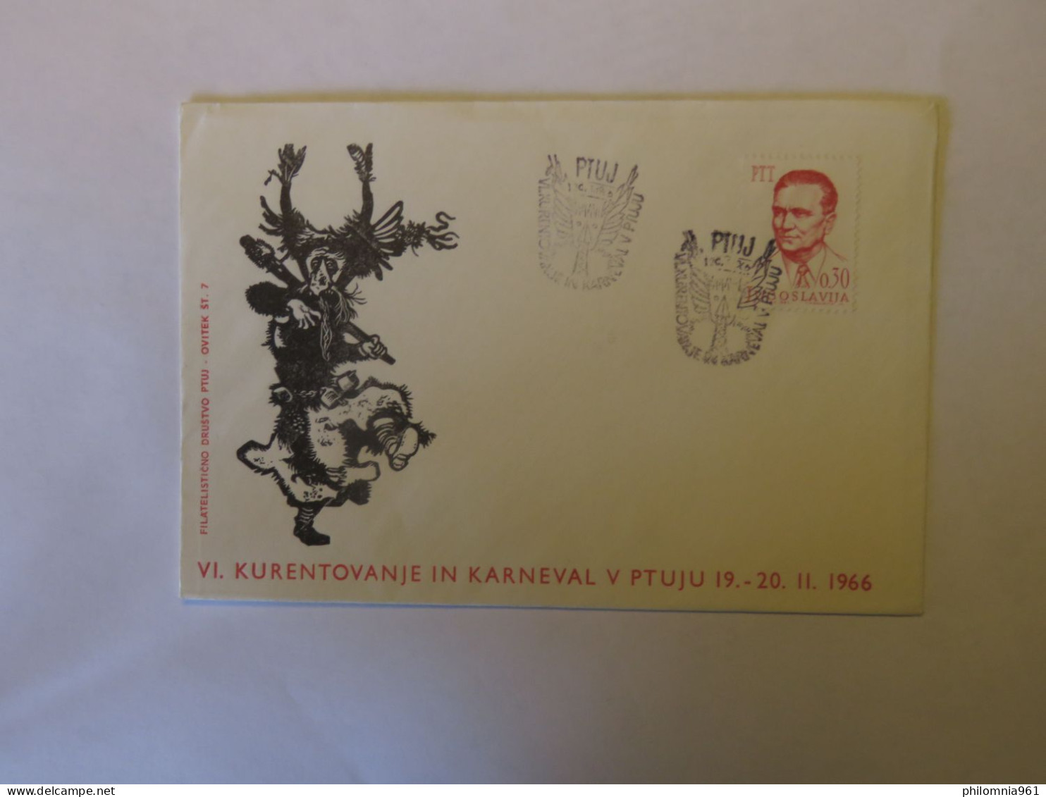 YUGOSLAVIA VI. KURENTOVANJE IN KARNEVAL  V PTUJU 19. - 20. 11. 1966 FDC 1966 - Otros & Sin Clasificación