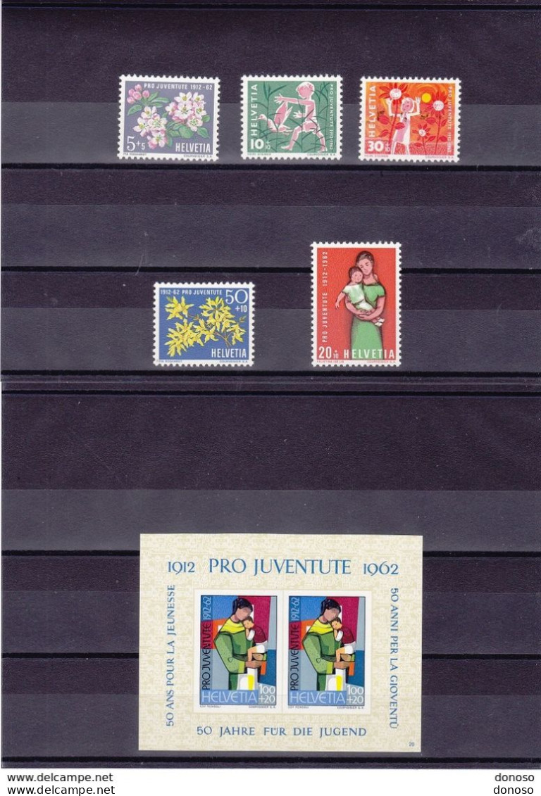 SUISSE 1962 POUR LA JEUNESSE Yvert 700-704 + BF 18, Michel 758-762 + Bl 18 NEUF** MNH Cote 10 Euros - Unused Stamps