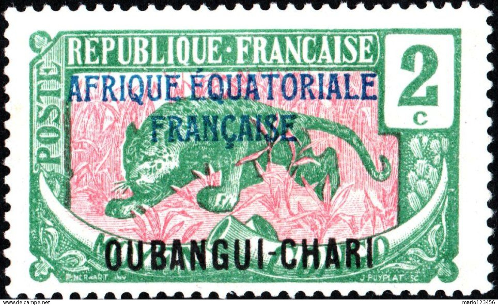 UBANGI-SHARI, FAUNA, LEOPARDO, 1924, NUOVI (MLH*) Scott:FR-OU 42, Yt:FR-OU 44 - Neufs