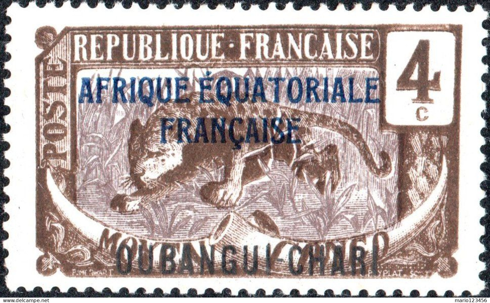 UBANGI-SHARI, FAUNA, LEOPARDO, 1924, NUOVI (MLH*) Scott:FR-OU 43, Yt:FR-OU 45 - Nuevos