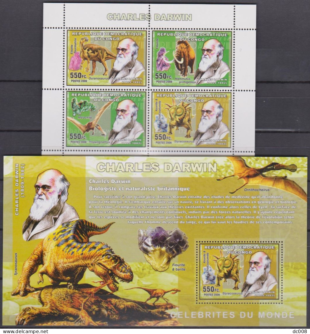 COB 2315-8 + BL376 Charles Darwin Complet-volledig 2 Blocs - Nuovi