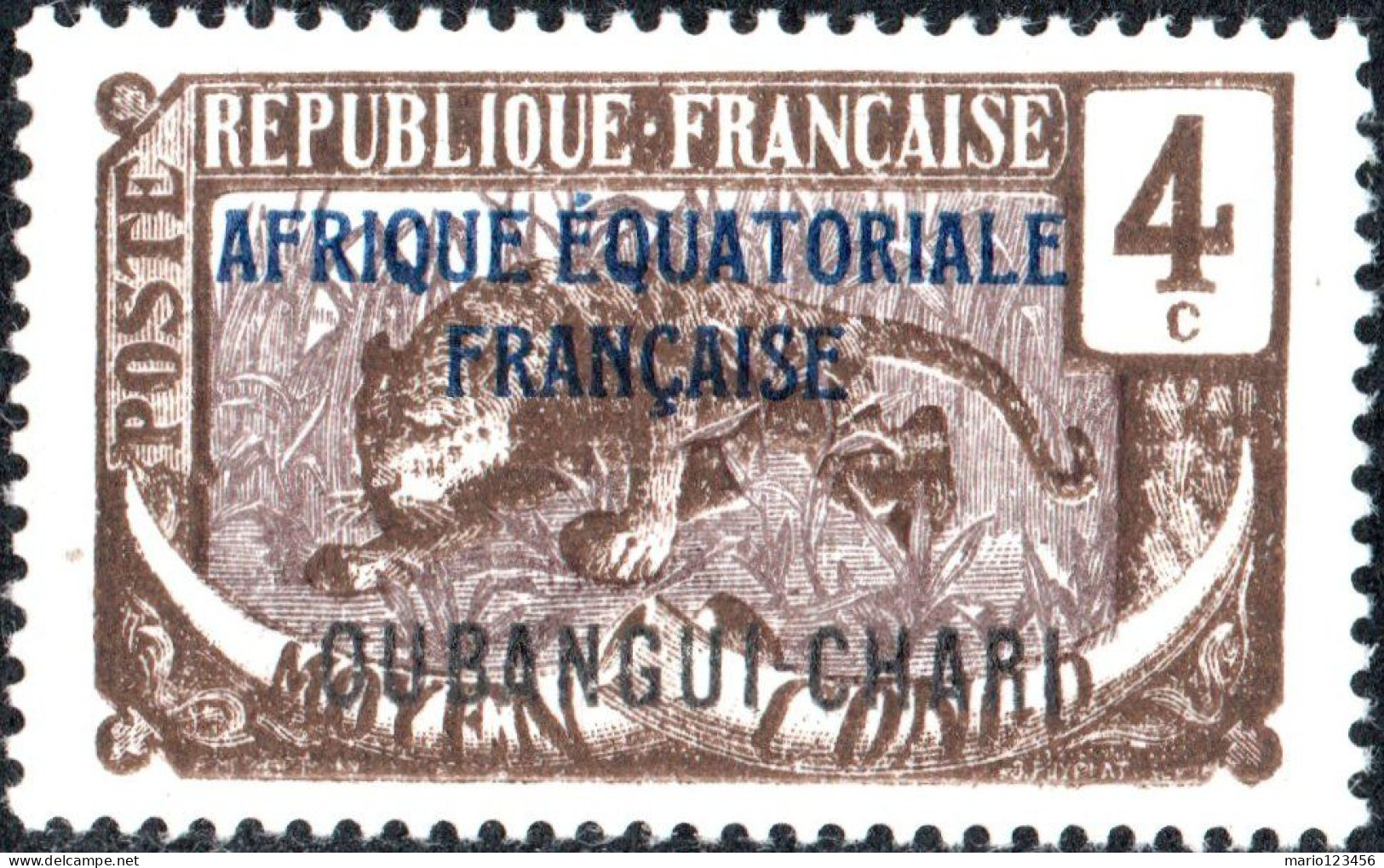 UBANGI-SHARI, FAUNA, LEOPARDO, 1924, NUOVI (MLH*) Scott:FR-OU 43, Yt:FR-OU 45 - Nuovi