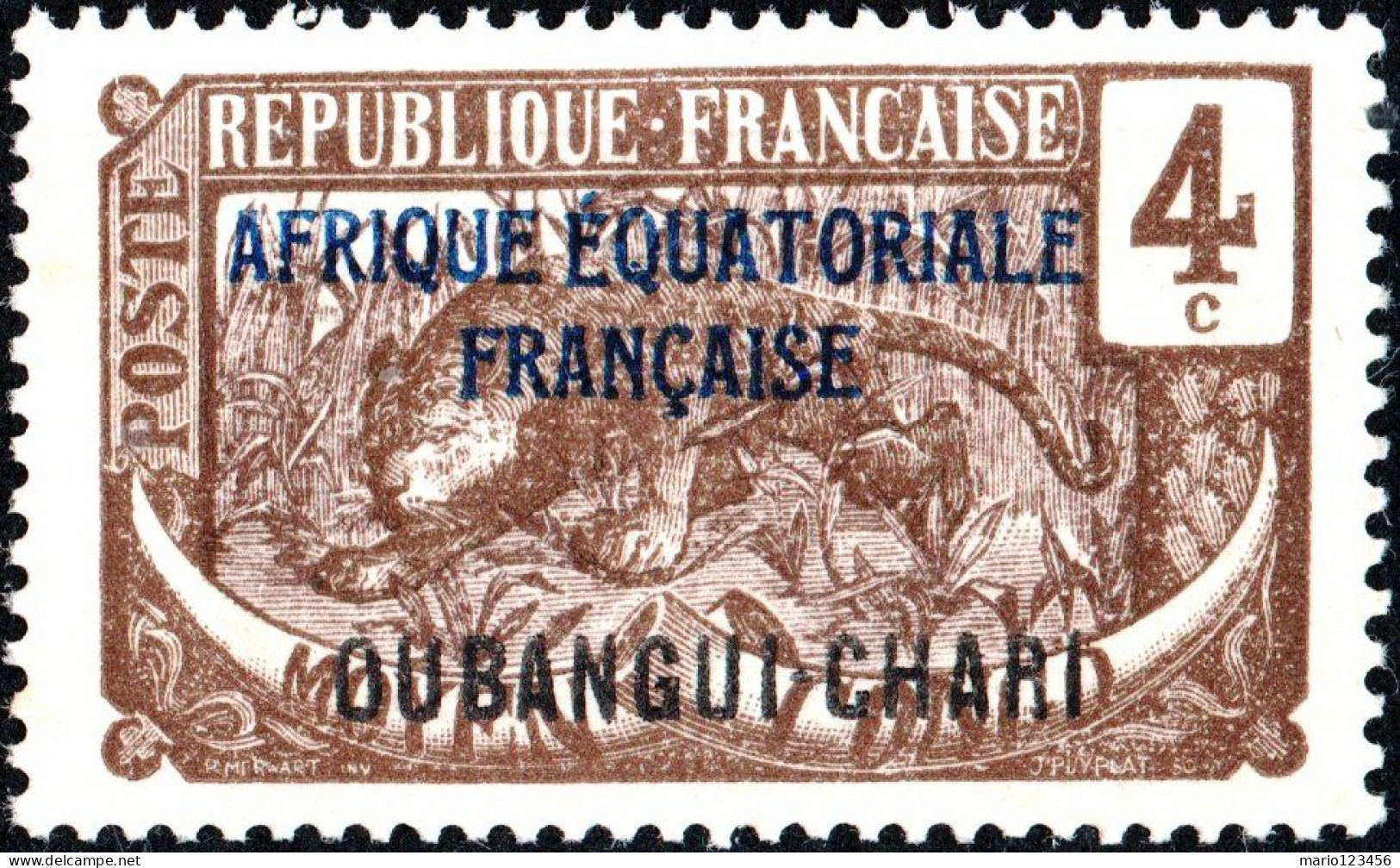 UBANGI-SHARI, FAUNA, LEOPARDO, 1924, NUOVI (MLH*) Scott:FR-OU 43, Yt:FR-OU 45 - Ungebraucht