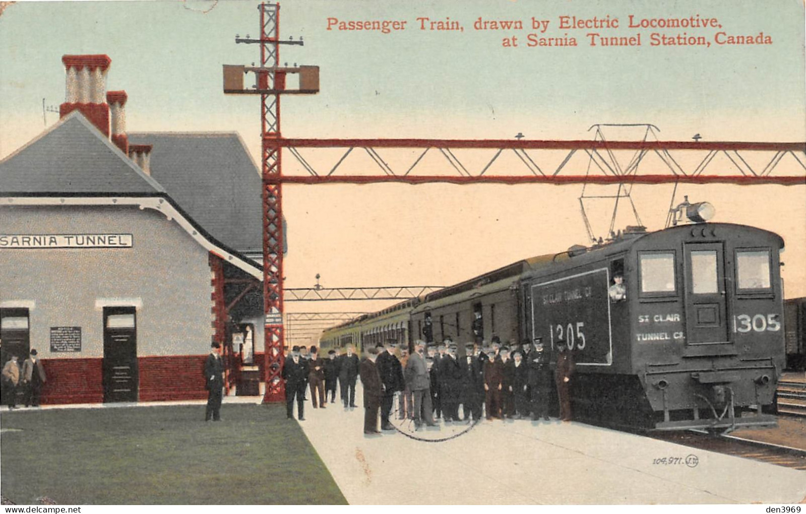 Canada - SARNIA Tunnel Station - Passenger Train, Drawn By Electric Locomotive - Voyagé 1911 (2 Scans) - Sarnia