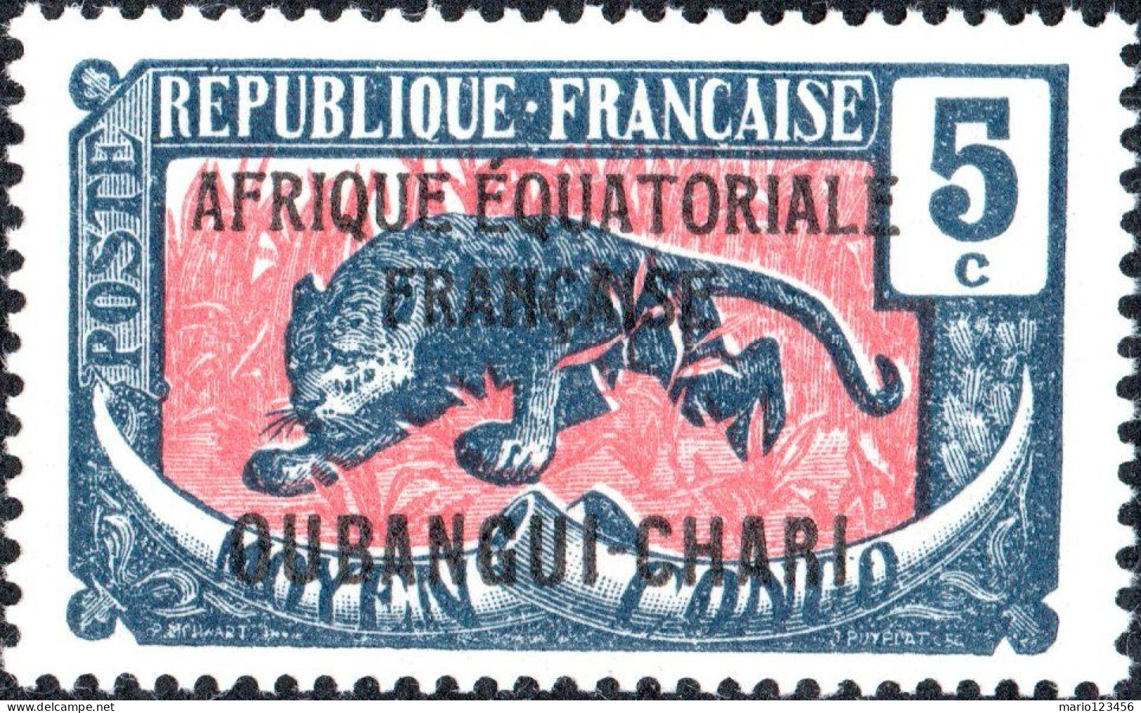 UBANGI-SHARI, FAUNA, LEOPARDO, 1924, NUOVI (MLH*) Scott:FR-OU 44, Yt:FR-OU 46 - Ungebraucht