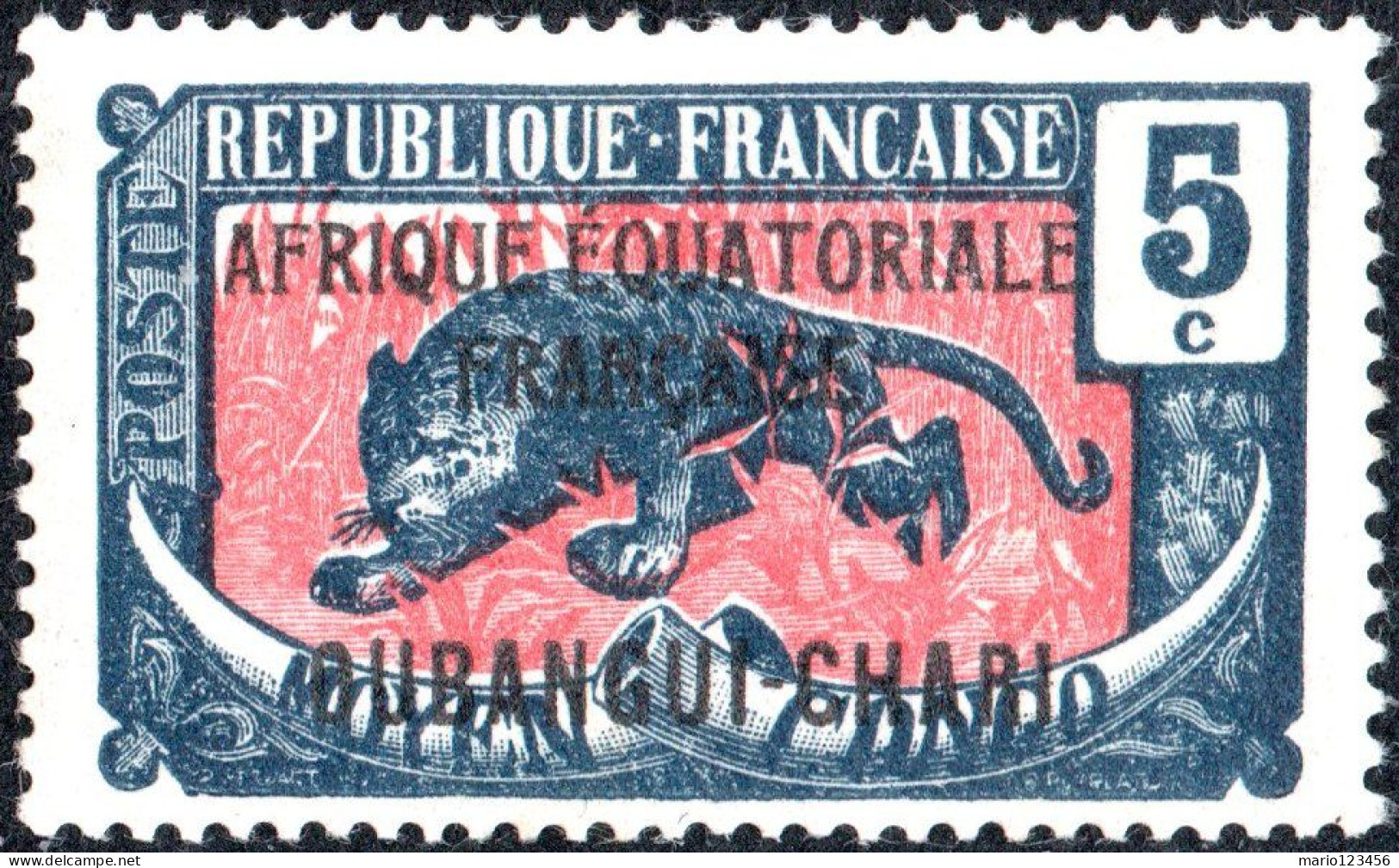 UBANGI-SHARI, FAUNA, LEOPARDO, 1924, NUOVI (MLH*) Scott:FR-OU 44, Yt:FR-OU 46 - Ongebruikt