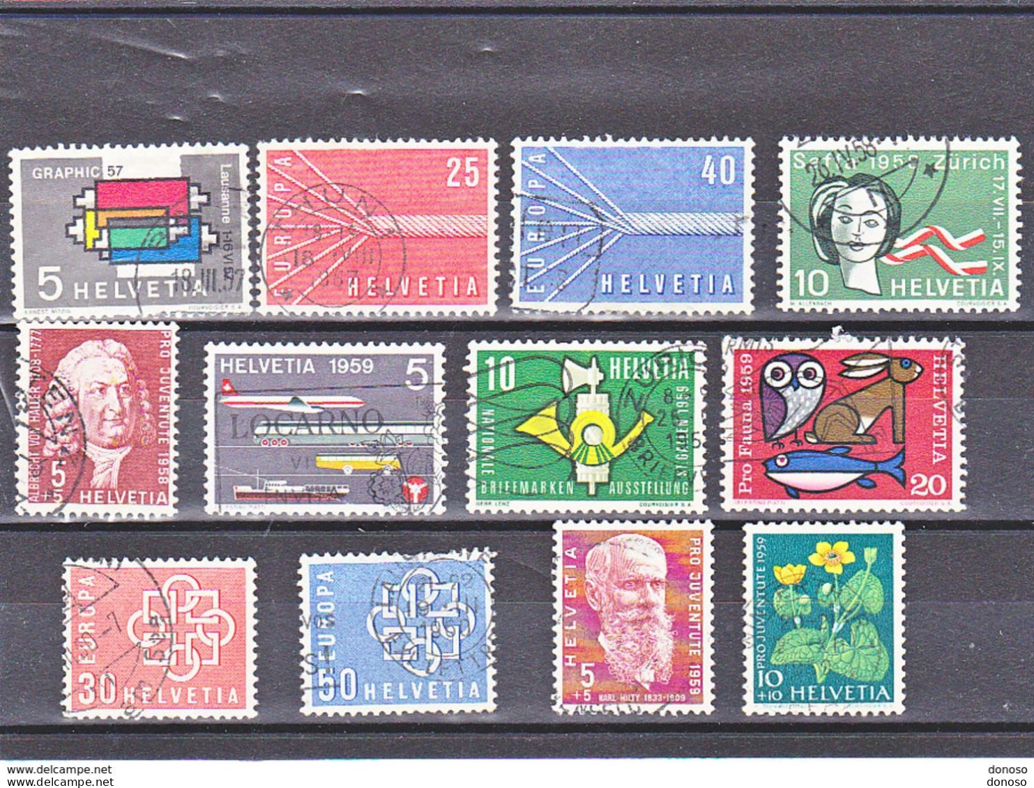 SUISSE 1957-1959 Yvert 586, 595-596, 603, 616, 612-623, 630-631, 634-635 Oblitérés, Cote 3,90 Euros - Oblitérés