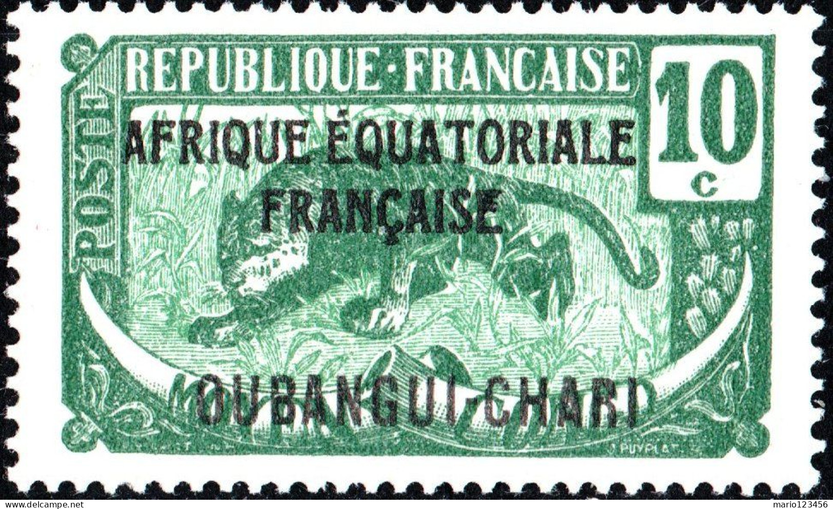 UBANGI-SHARI, FAUNA, LEOPARDO, 1924, NUOVI (MLH*) Scott:FR-OU 45, Yt:FR-OU 47 - Neufs