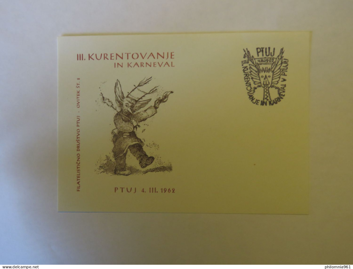 YUGOSLAVIA III. KURENTOVANJE IN KARNEVAL  PTUJ 4.III. 1962 FDC 1962 - Otros & Sin Clasificación