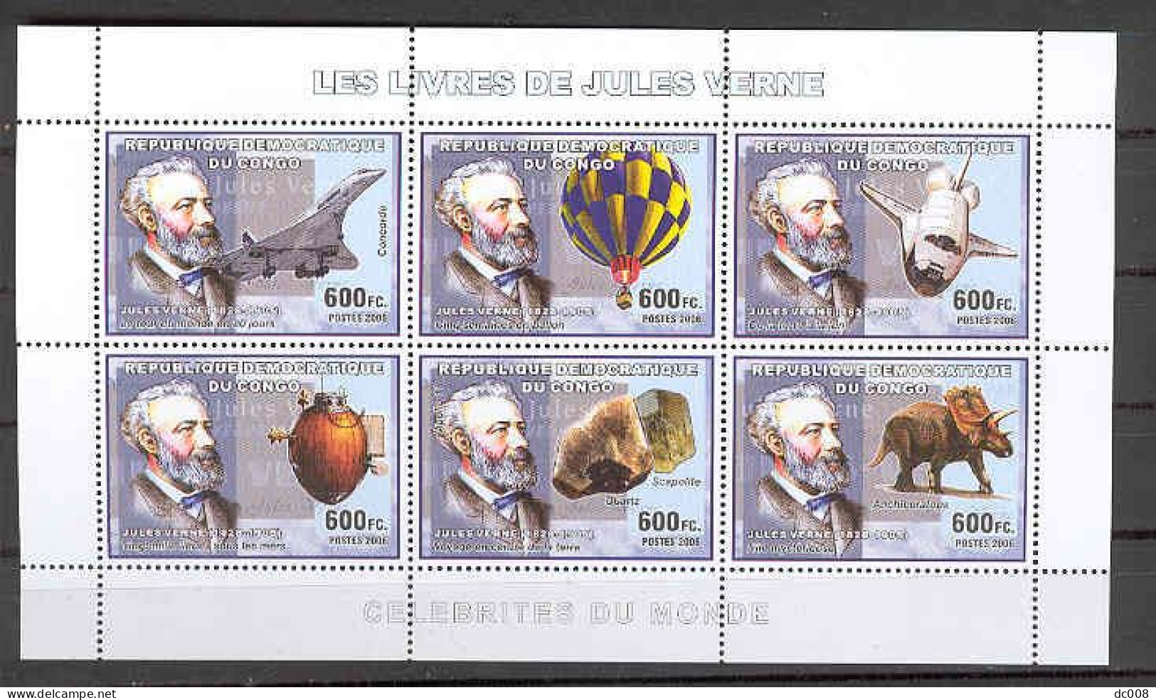 COB 2295-0 + BL366-1 Les Livre De Jules Verne Complet-volledig 7 Blocs - Neufs