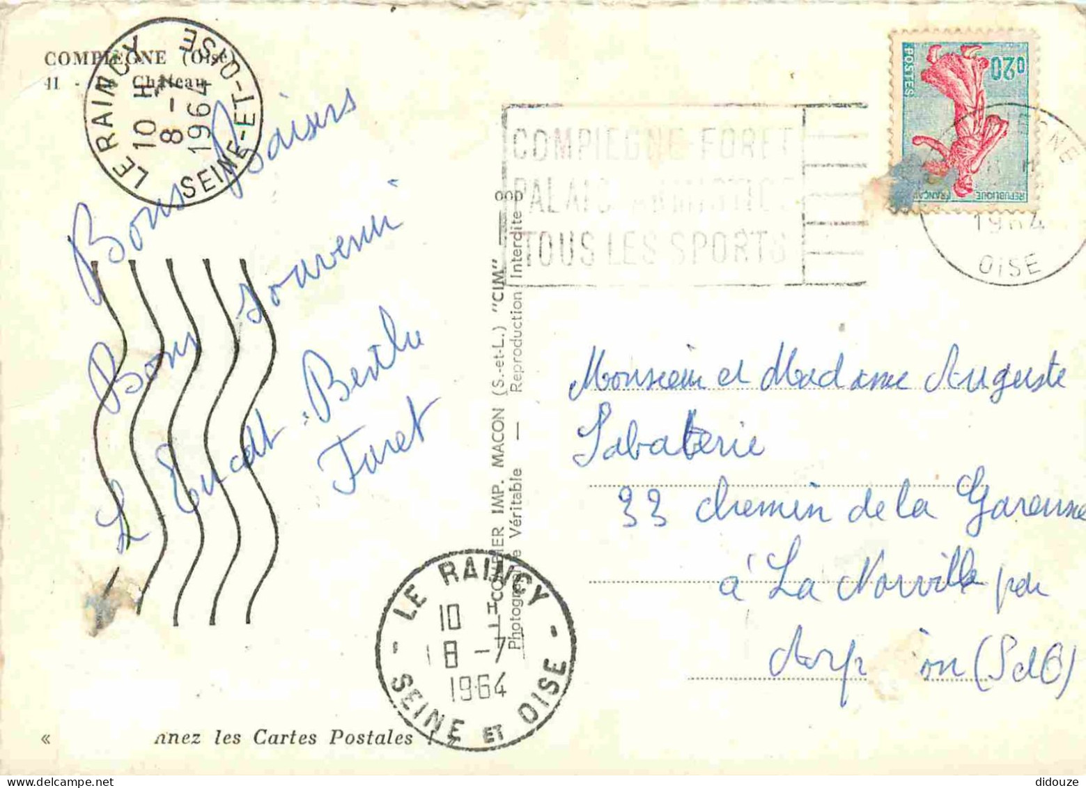 60 - Compiègne - Le Chateau - Mention Photographie Véritable - Carte Dentelée - CPSM Grand Format - Etat Froissure Visib - Compiegne