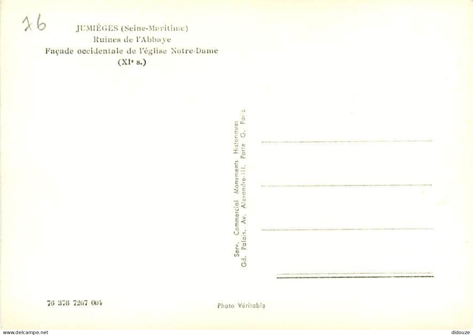 76 - Jumièges - Les Ruines De L'Abbaye - Façade Occidentale De L'église Notre-Dame - Mention Photographie Véritable - CP - Jumieges